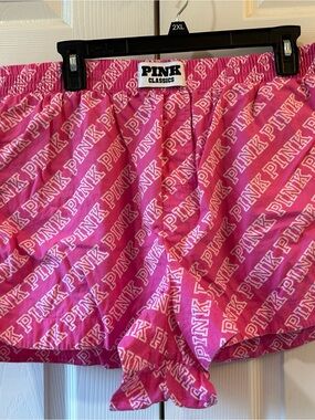 PINK Victoria's Secret Hot Pink Logo Lounge Shorts